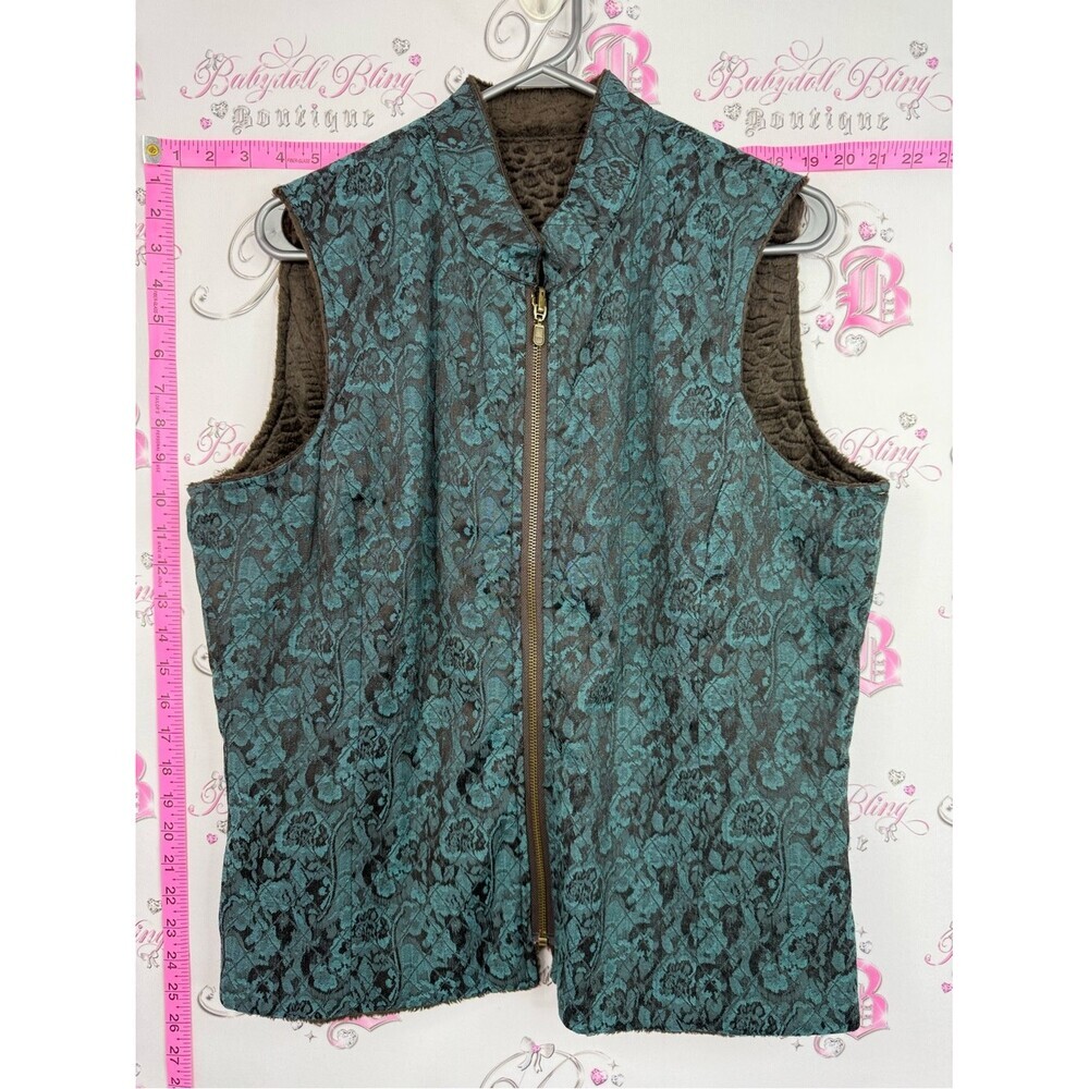 Vest reversible Lacie look Teal and Brown Florals Jacquard Reversible Vest